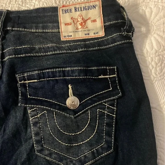True Religion Dark Blue Denim with Contrast Stitching - Picture 2 of 5